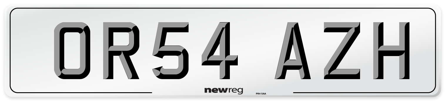 OR54 AZH Number Plate from New Reg